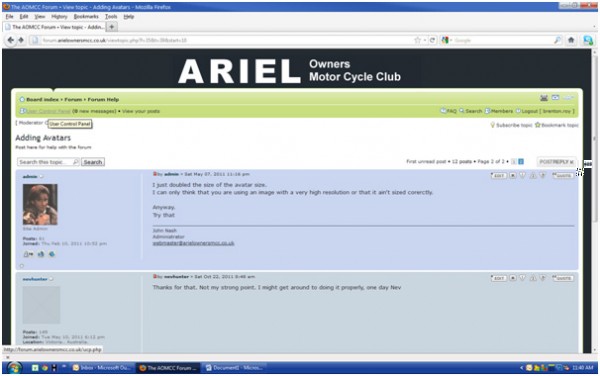 1. Click "User Control Panel"